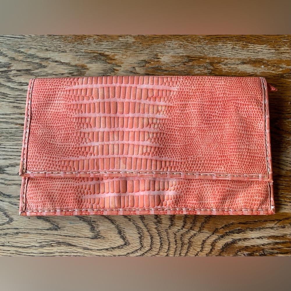 Ann Taylor Loft Textured Faux Alligator Skin Pattern Purse Clutch NWT Orange